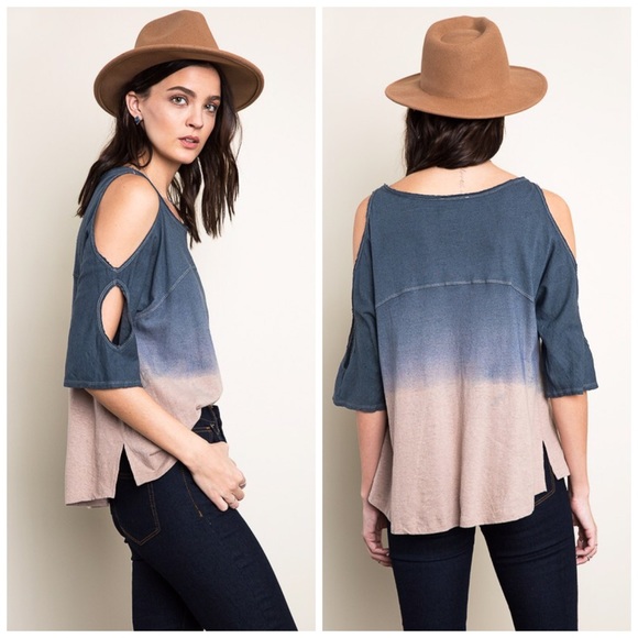 LAST 1!! 😊 Dip Dye Cold Shoulder Top! 3Left - Picture 2 of 2